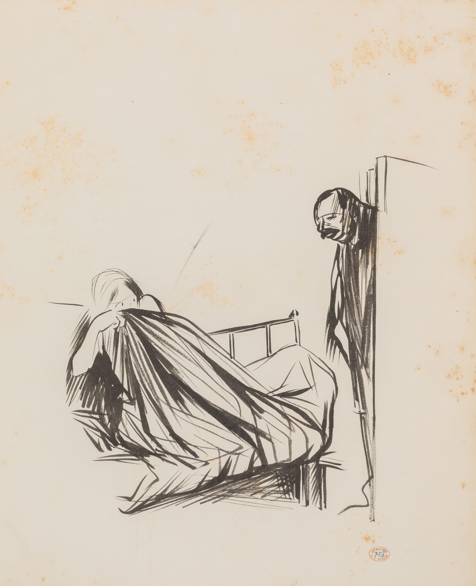 Jean-Louis Forain, (French, 1852-1931), A group of four works: Woman with a Candle, Woman with Fan, Untitled, and Untitled