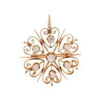 YELLOW GOLD AND DIAMOND PENDANT/BROOCH