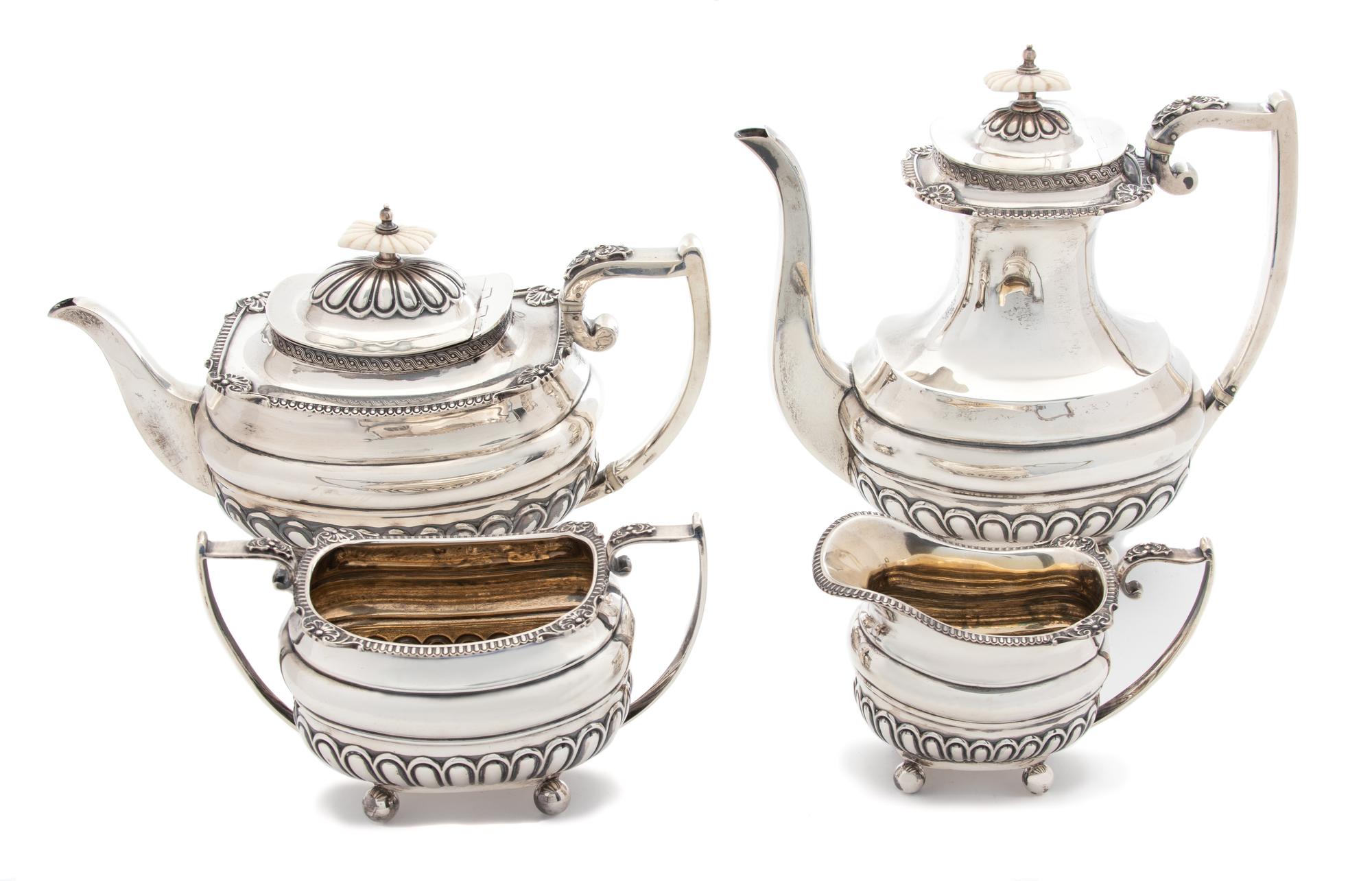 An English Silver Four-Piece Tea and Coffee Service