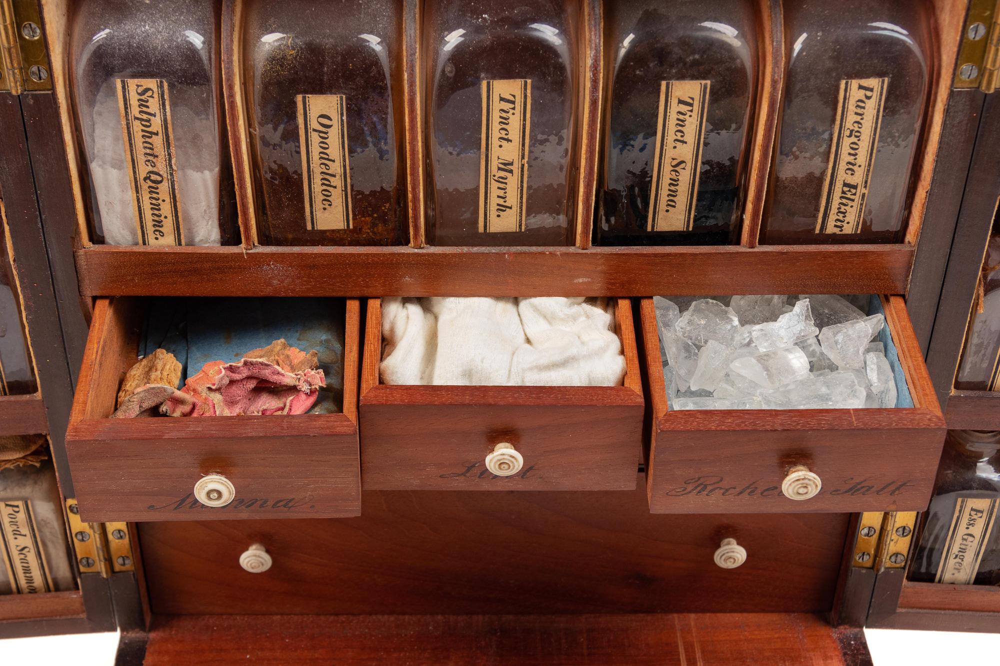 A Regency Figured Mahogany Travelling Apothecary Chest