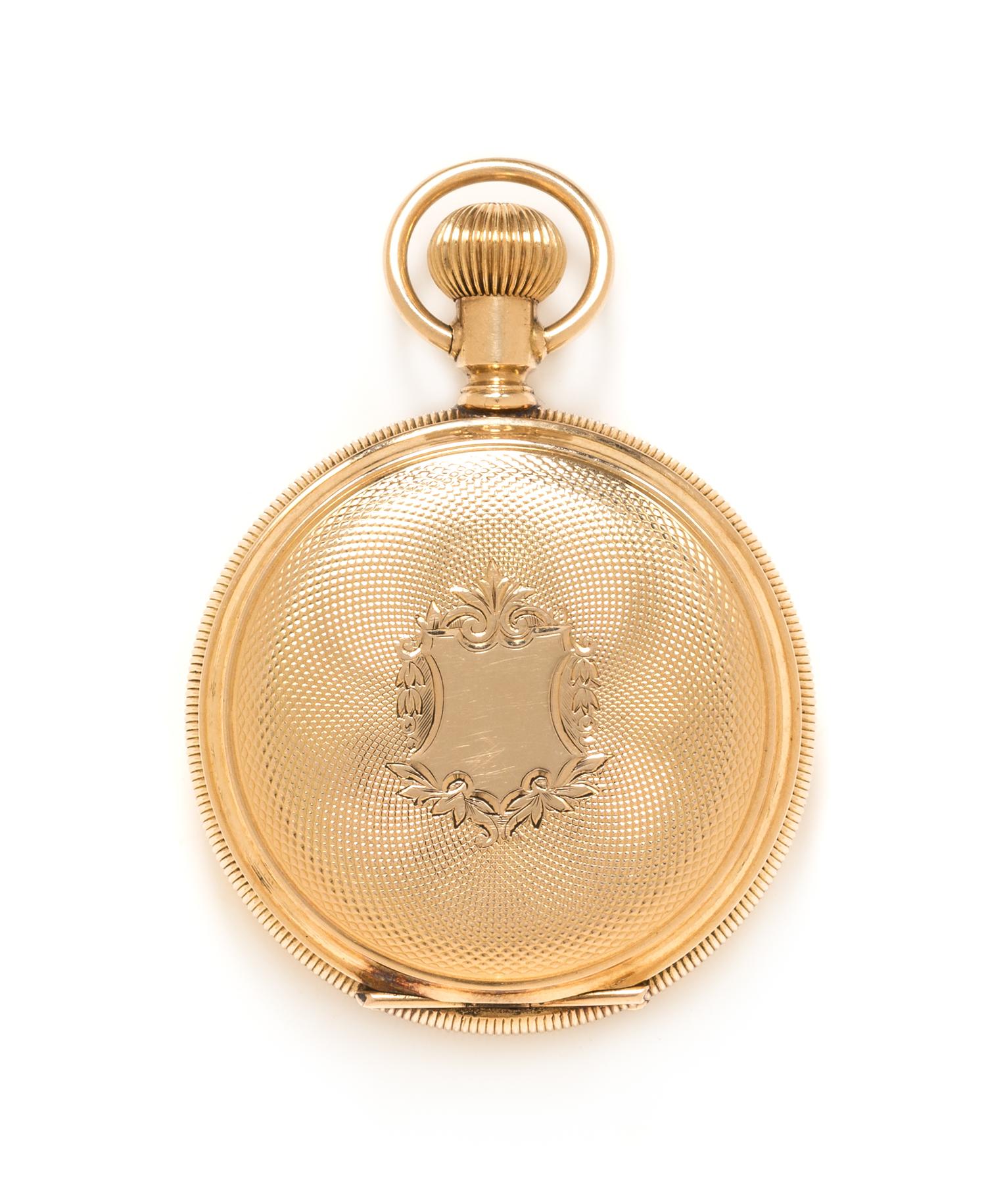 A 14 Karat Yellow Gold Hunter Case Pocket Watch, Elgin, Circa 1894, 38.50 dwts.