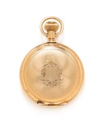A 14 Karat Yellow Gold Hunter Case Pocket Watch, Elgin, Circa 1894, 38.50 dwts.