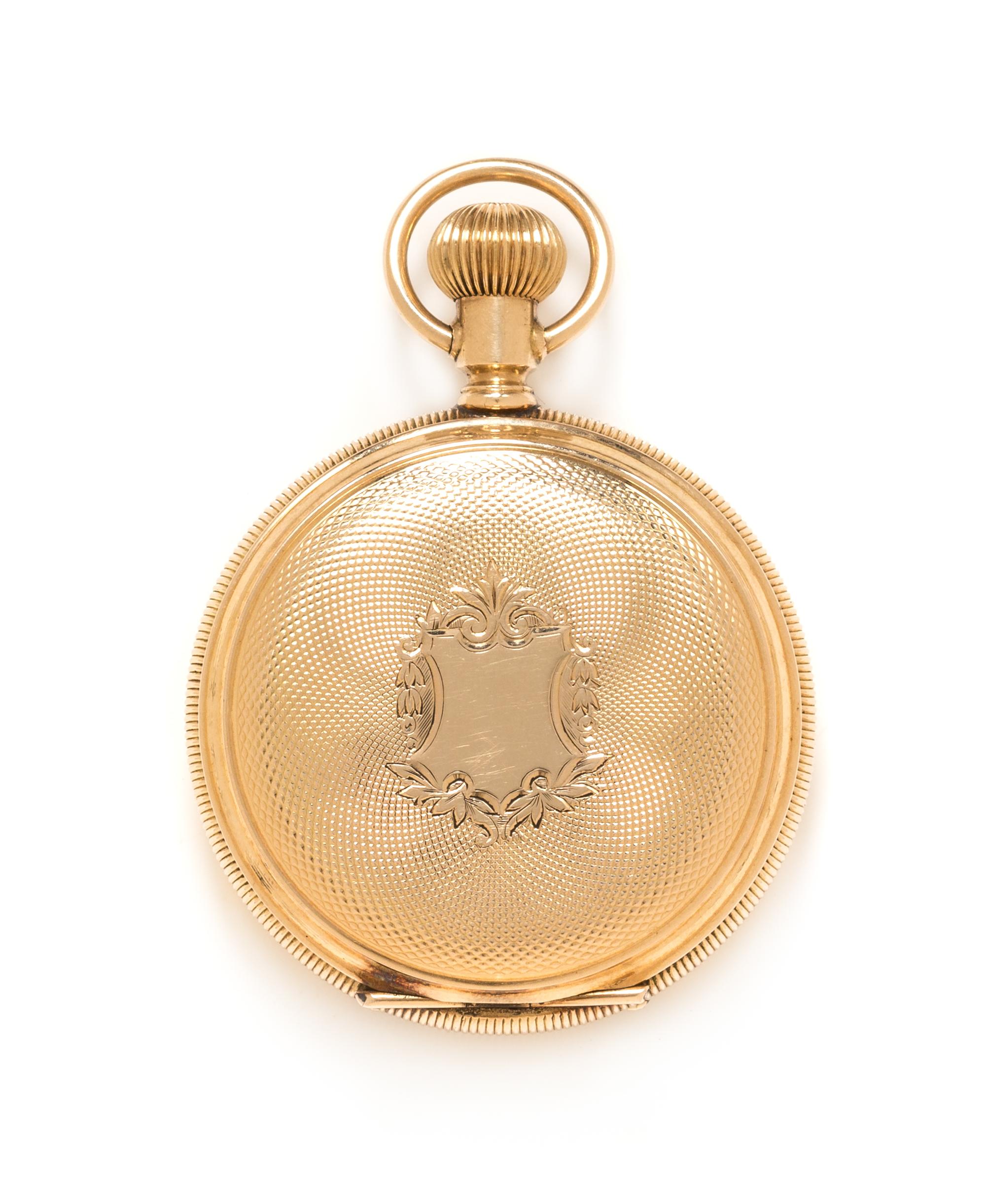 A 14 Karat Yellow Gold Hunter Case Pocket Watch, Elgin, Circa 1894, 38.50 dwts.