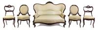 A Victorian Mahogany Parlor Suite Height of settee 44 x width 62 x depth 27 inches. — 19TH CENTURY
