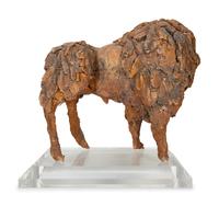 A Clay and Straw Sculpture of a Buffalo
