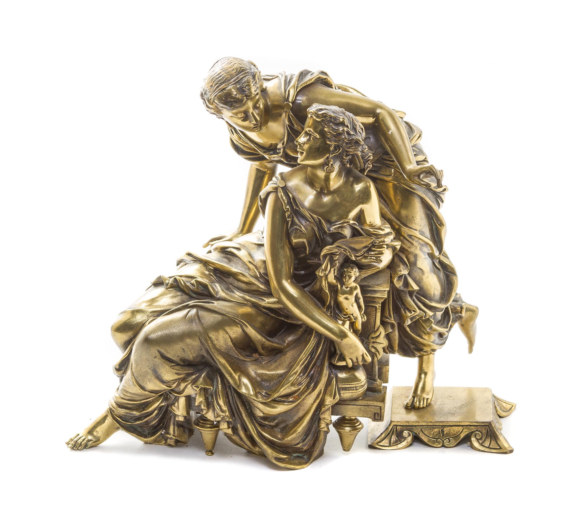 A French Gilt Bronze Figural Group, EMILE HERBERT (1828-1893), Height 12 1/8 inches. — EMILE HEBERT (1828-1893),
