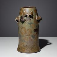 Vase with morning glories and nasturtium