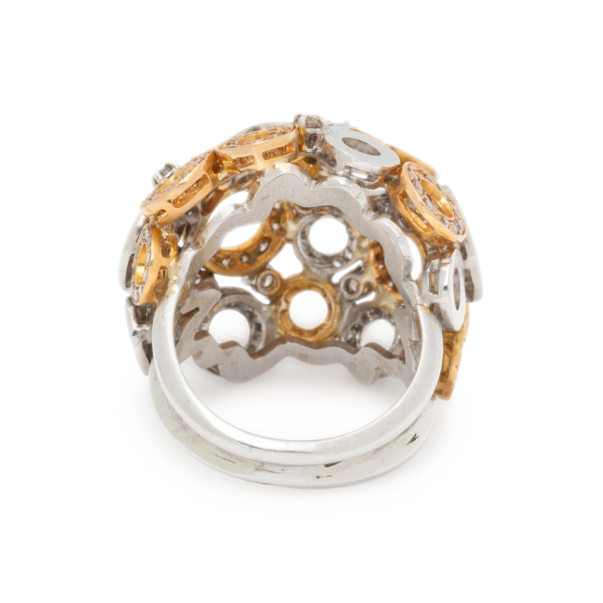 BICOLOR GOLD AND DIAMOND BOMBÉ RING