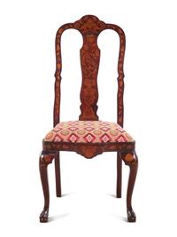 A Dutch Marquetry Side Chair with Scalamandré Upholstery