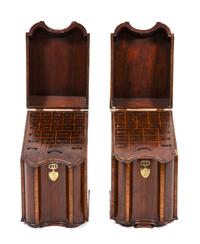 A Pair of George II Mahogany Knife Boxes Height 16 1/2 x width 9 x depth 12 1/4 inches. — 18TH CENTURY