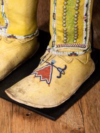 Kiowa Beaded Boot Moccasins, with Eagle Tail Design