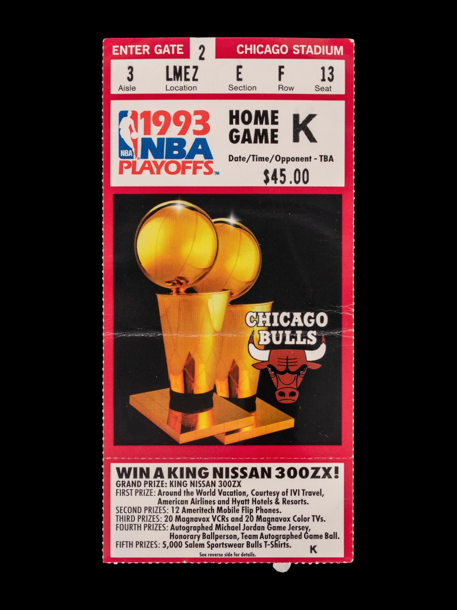 A 1993 Chicago Bulls vs. Phoenix Suns NBA Finals Game 5 Ticket Stub (Michael Jordan's Last Game At Chicago Stadium)