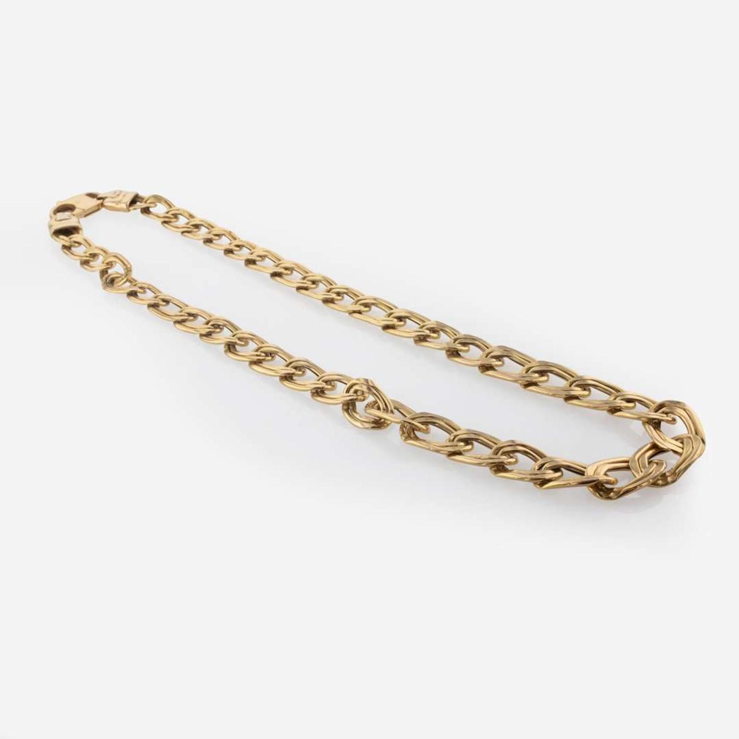 A Double Link 14K Yellow Gold Italian Necklace