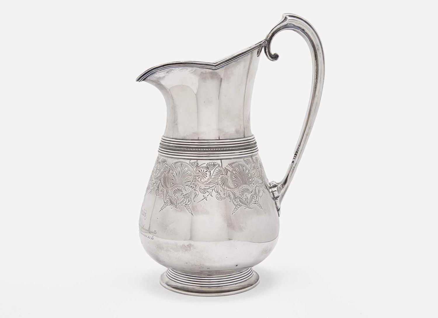 An Aesthetic Movement sterling silver presentation pitcher, Gorham Mfg. Co., Providence, RI, 1875