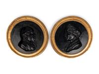 A Pair of Continental Cast Plaster Portrait Plaques of Benjamin Franklin and Thomas Jefferson