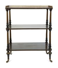 A Regency Style Coromandel Three Tier Tea Cart with Brass Gallery — 19TH CENTURY