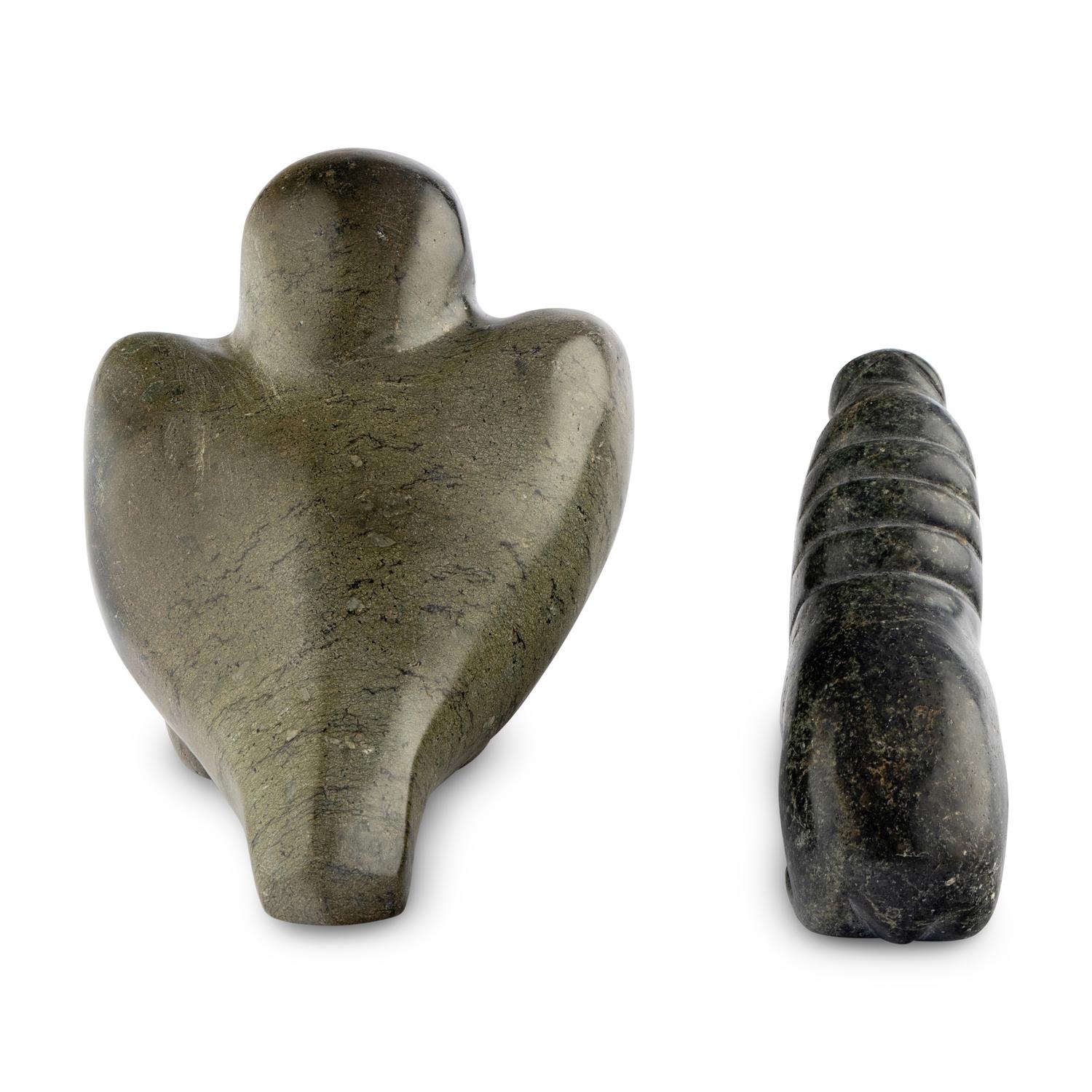 Inuit Carved Soapstone Walrus and Ptarmigan