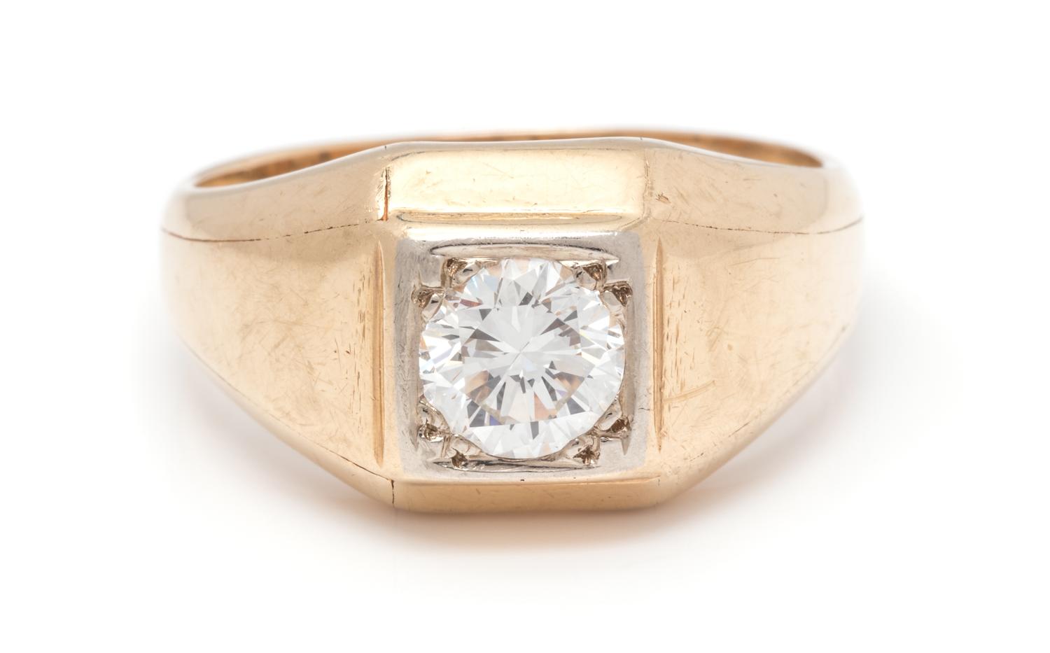 A Yellow Gold and Diamond Ring,