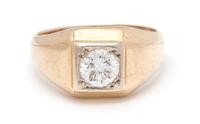 A Yellow Gold and Diamond Ring,