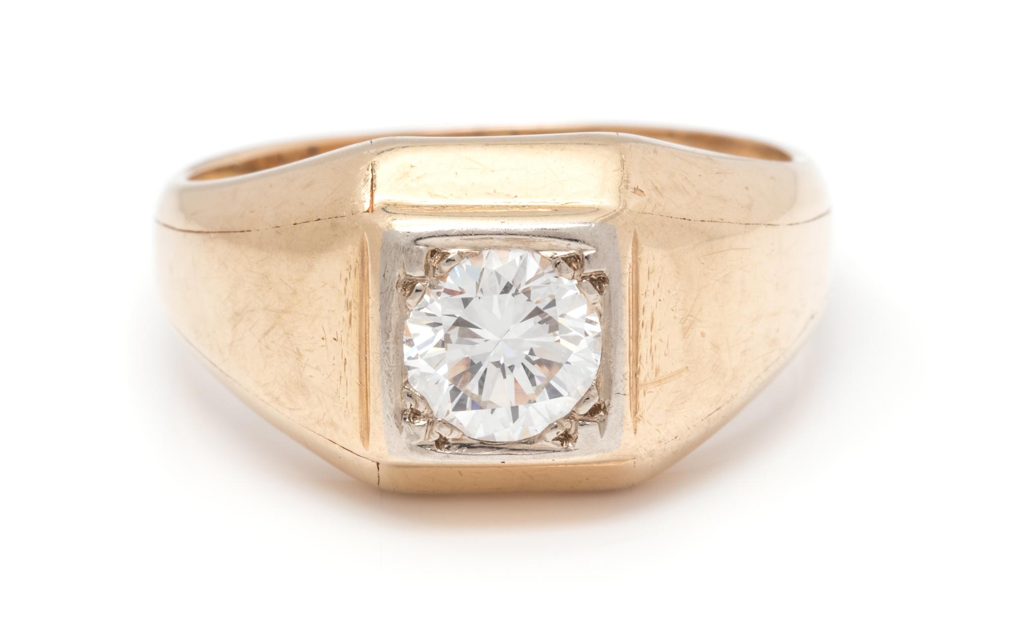A Yellow Gold and Diamond Ring,