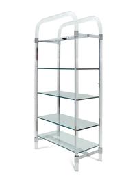 An Acrylic, Glass, and Nickel-Plated Steel Etagère