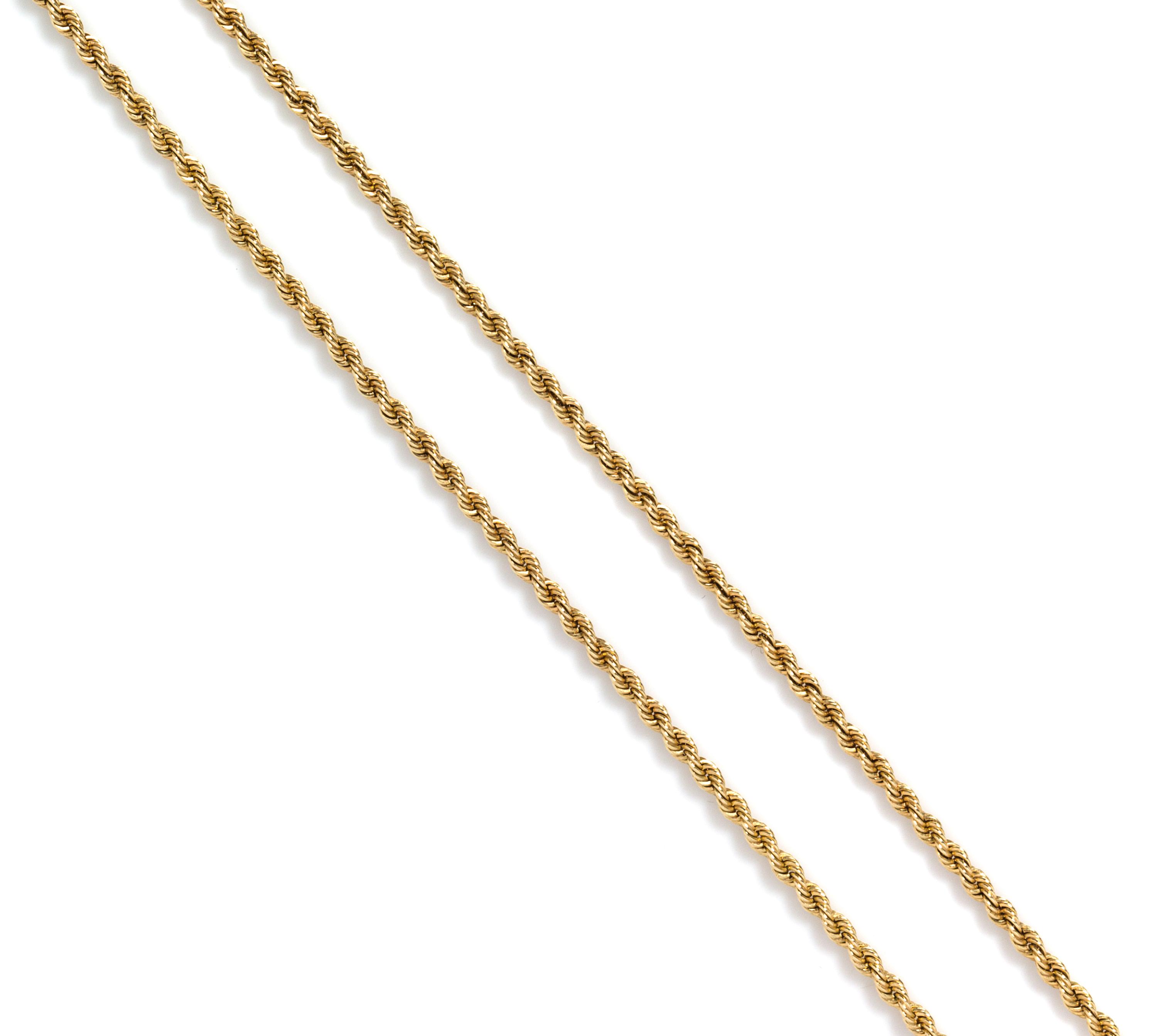 A Yellow Gold Rope Chain Necklace, 10.60 dwts.