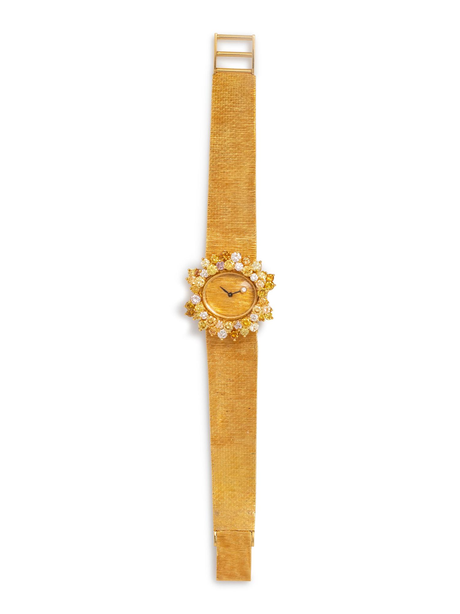 Movado, Diamond and Colored Diamond Wristwatch