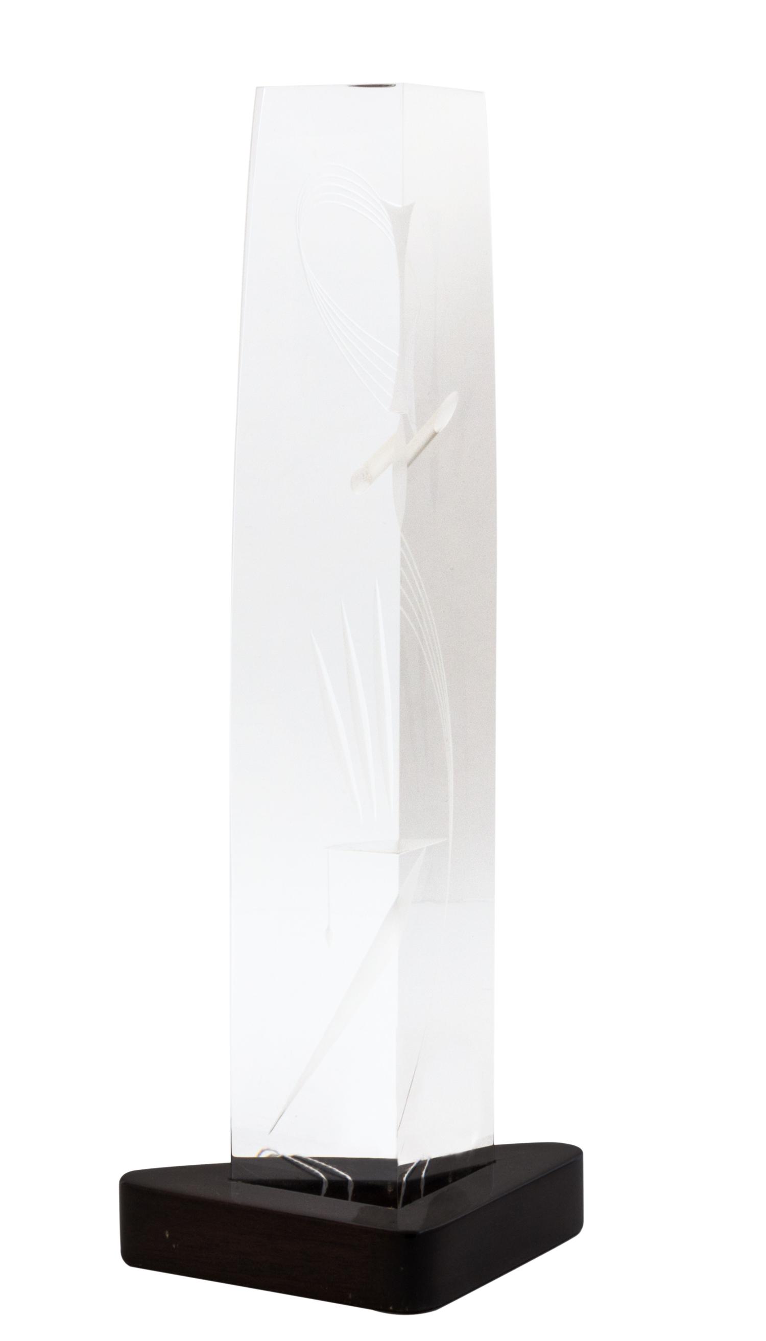 An American Glass Sculpture, George Thompson for Steuben Height 12 1/8 inches.