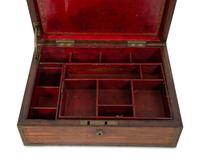 A Victorian Brass Bound Rosewood Jewelry Box