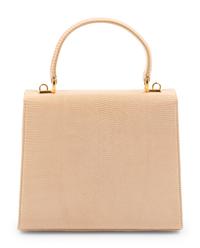 Gucci Taupe Pink Lizard Front Lock Handbag