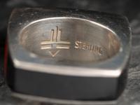 Sterling Silver, Coral, Onyx, and Sugilite Squared Ring