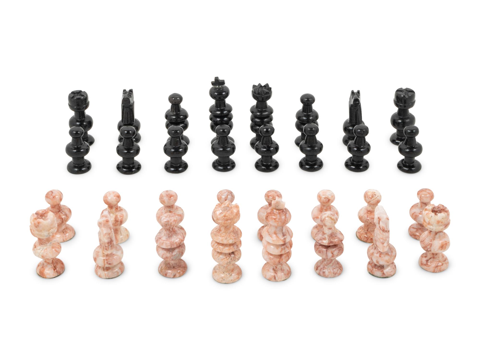 A Set of Stone Chess Pieces