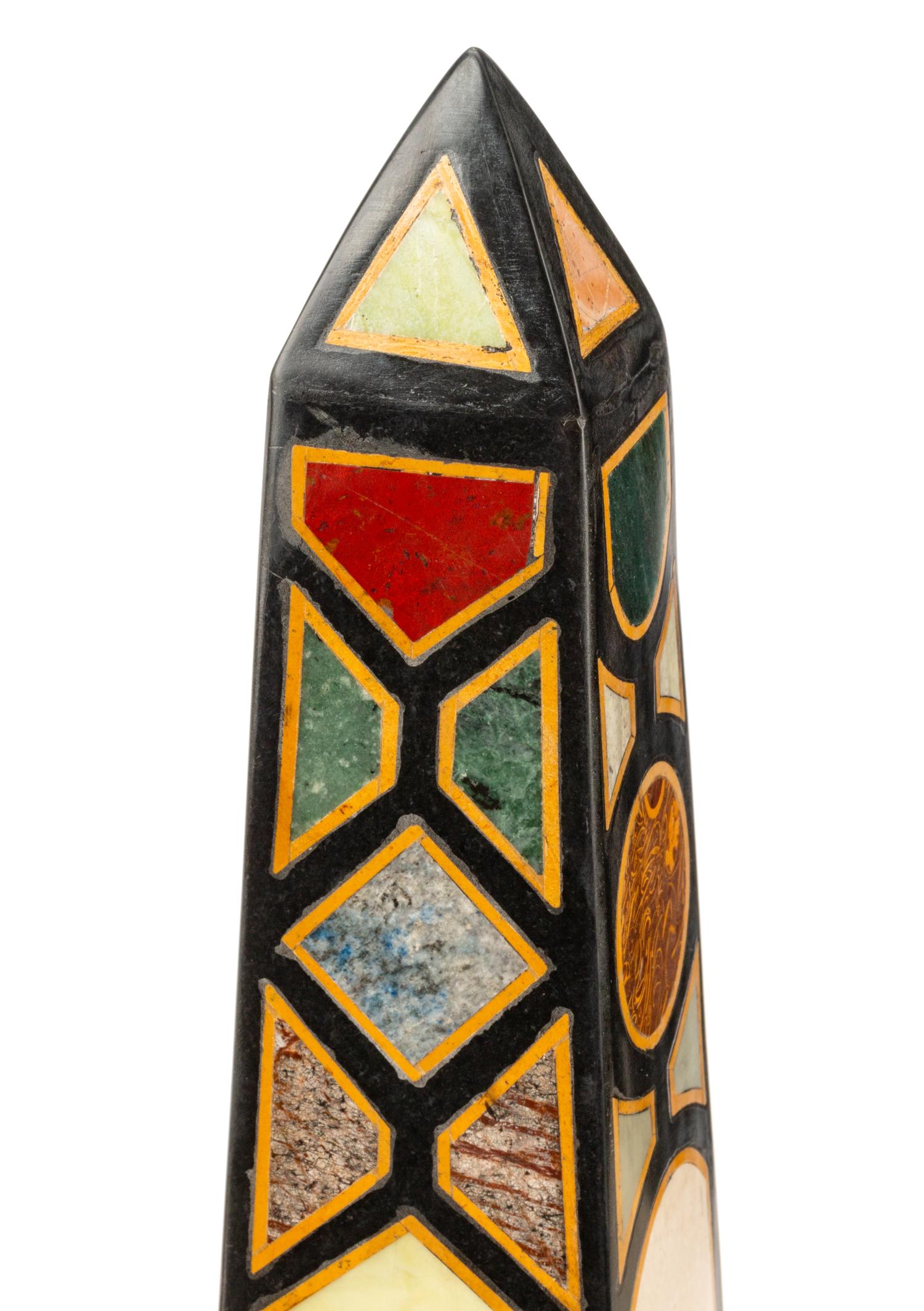 A Pair of Grand Tour Style Specimen Marble Obelisks