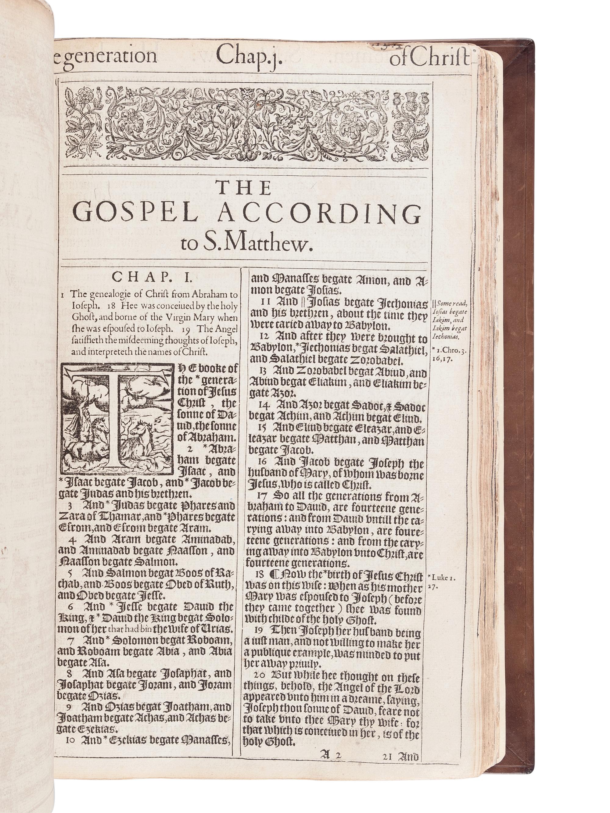 [BIBLE, in English]. The Holy Bible, Conteyning the Old Testament, and the New … London: Robert Barker, 1611.