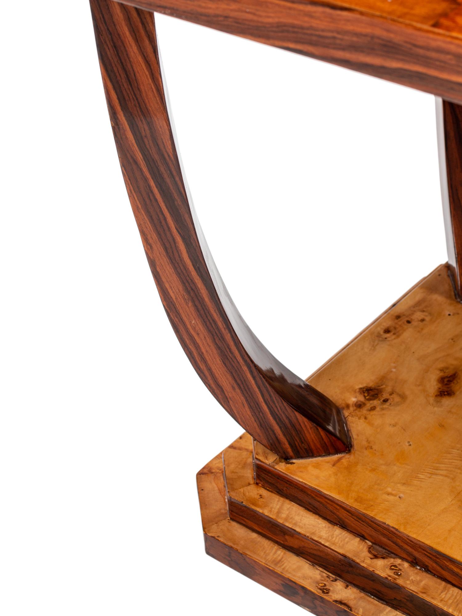 A Pair of Art Deco Style Burlwood and Parquetry Side Tables