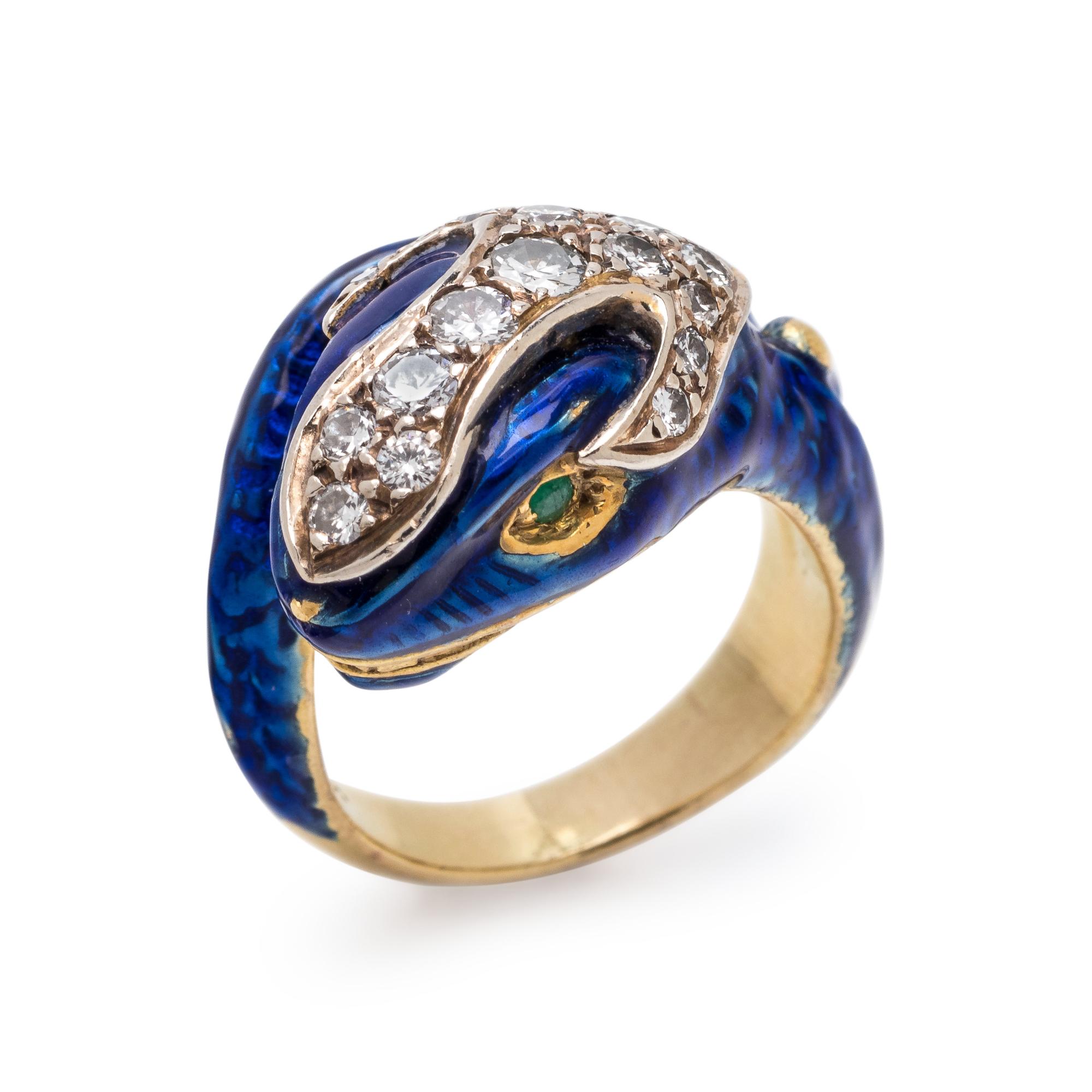 DIAMOND AND ENAMEL SNAKE RING
