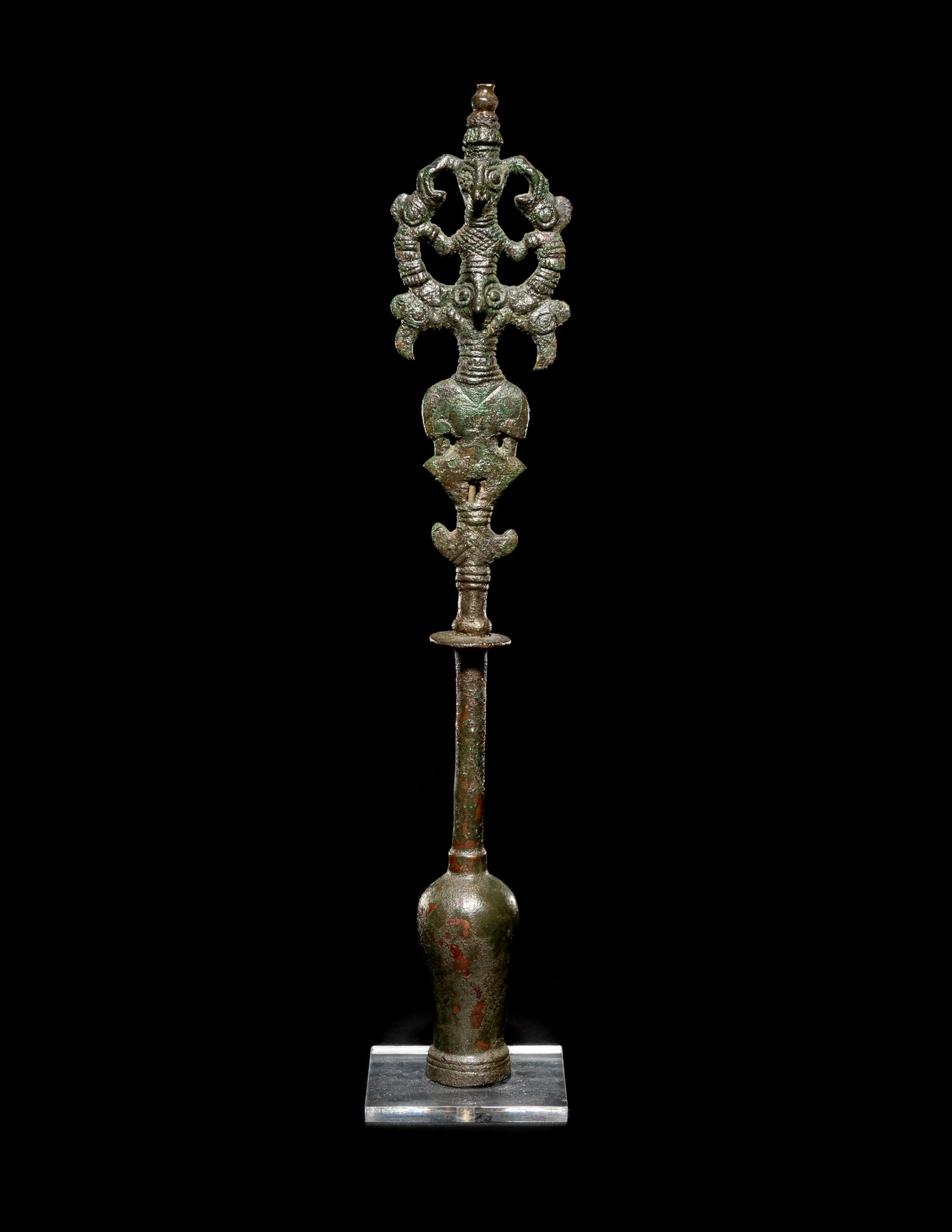 A Luristan Bronze Standard Finial with the Master of the Animals