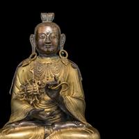 A Large Mongolian Parcel Gilt and Repoussé Figure of a Bodhisattva, Qing Dynasty 清 蒙古銅鎏金大佛