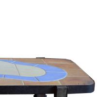 A Mid-Century Wood and Tile Table by Barrois for Vallauris 47.5" W x 22.5" D x 14" H — France, Mid-20th Century