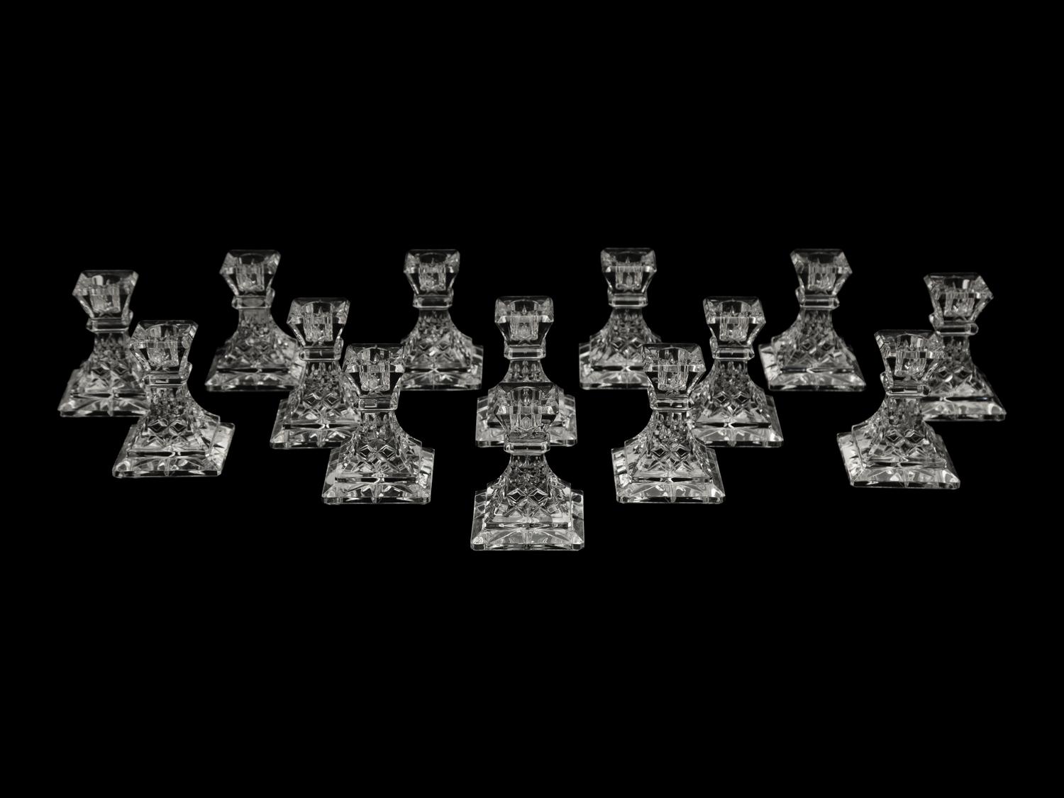 Fourteen Waterford Low Candlesticks — 20th Century