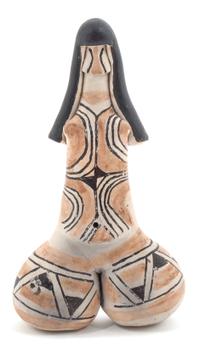 A Painted Ceramic Fertility Figure Height 9 3/4 inches.