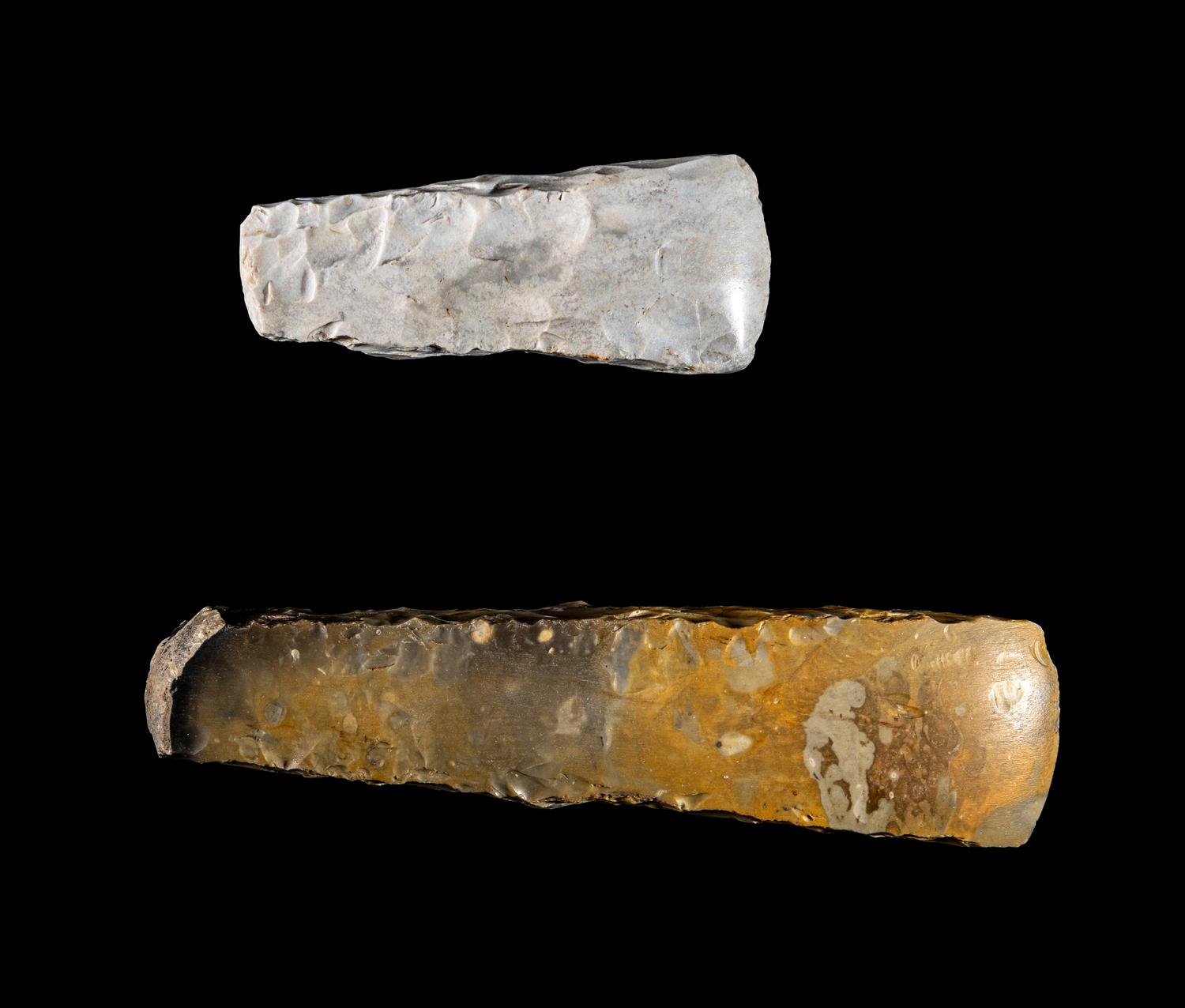 Two Neolithic Flint Thick-Butted Hand Axes