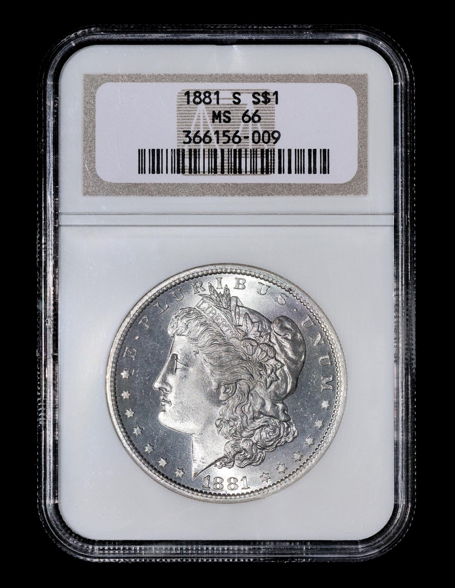 A United States 1881-S Morgan Silver $1 Coin — NGC graded MS66