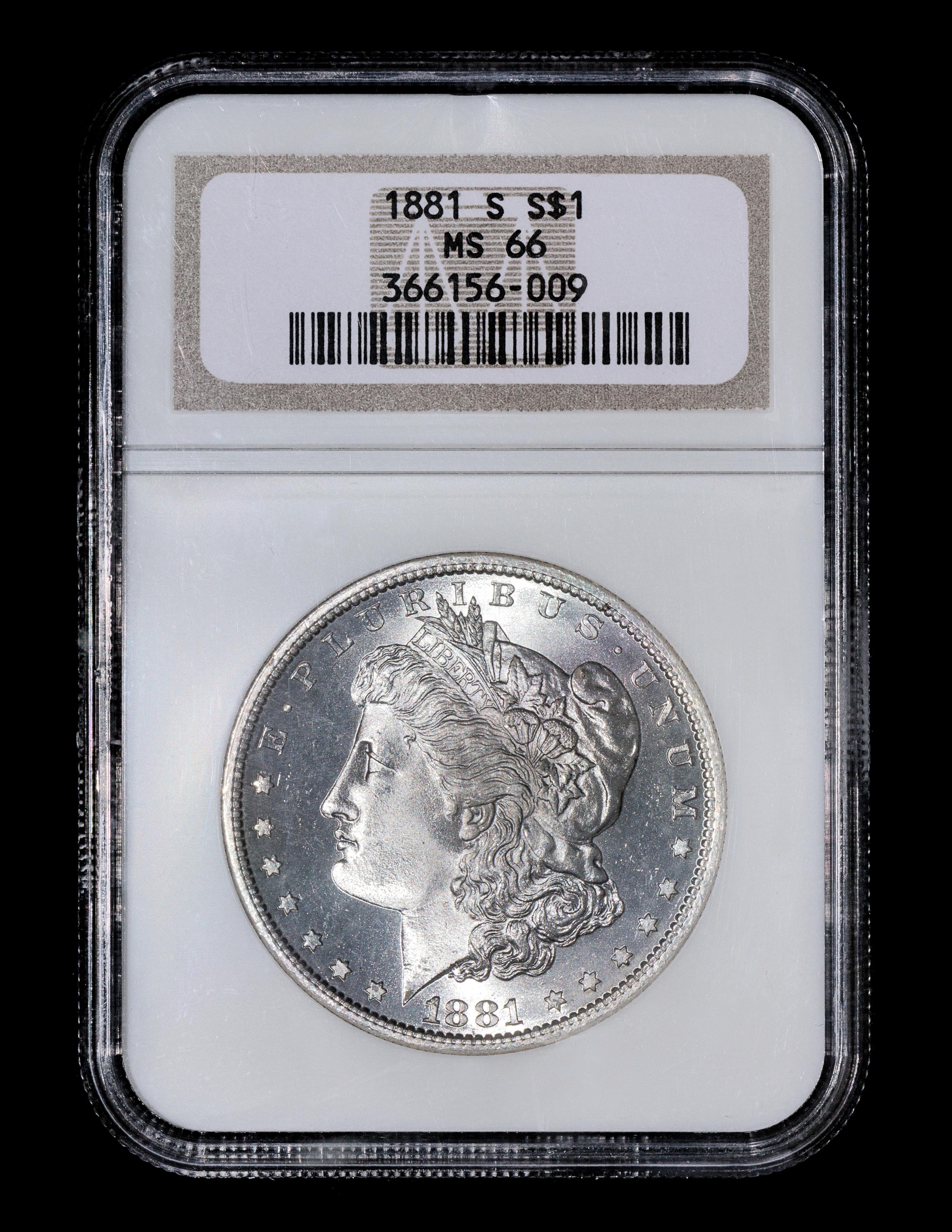 A United States 1881-S Morgan Silver $1 Coin — NGC graded MS66