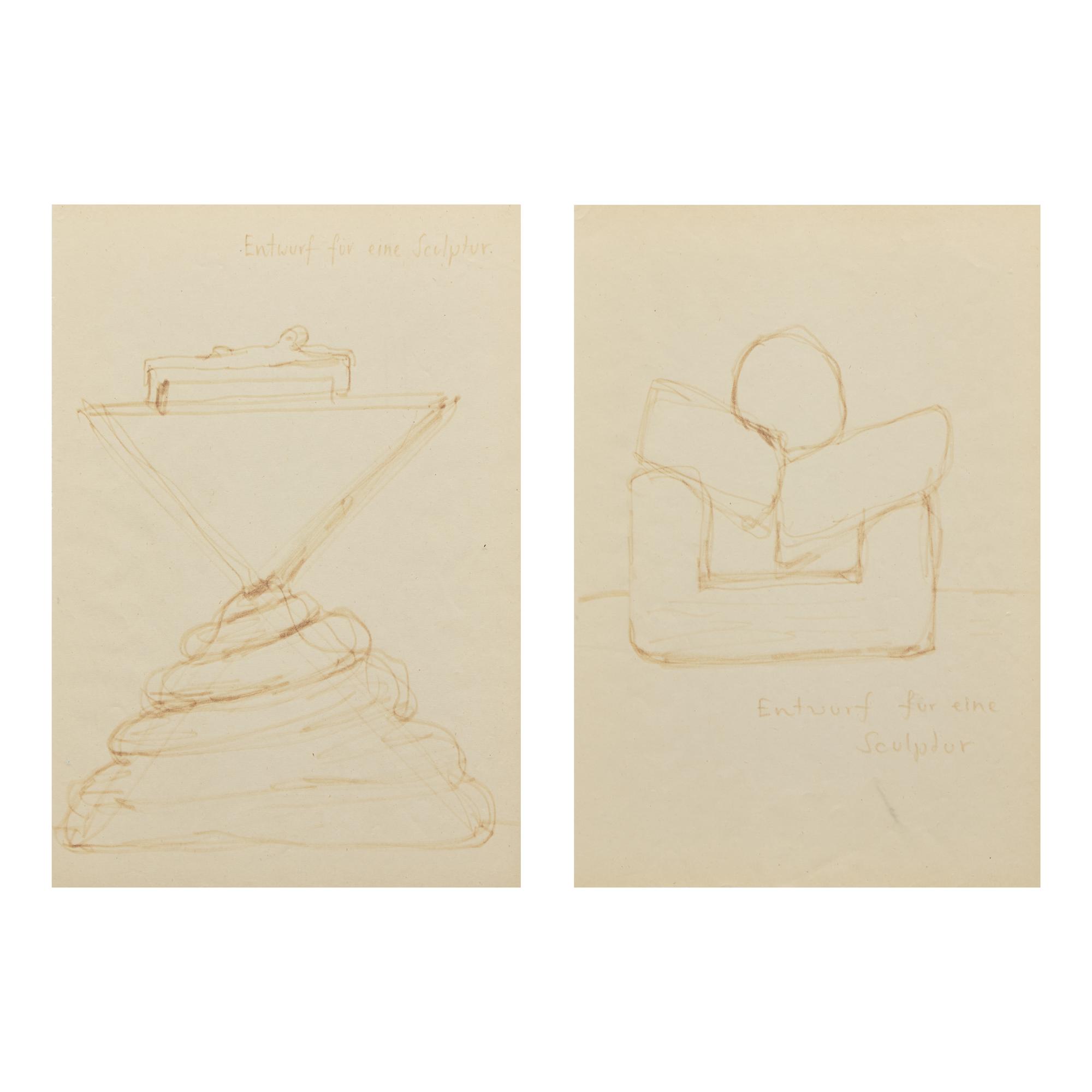 A.R. Penck (German, 1939-2017) — Entwurf fur eine Sculptur, 2 works