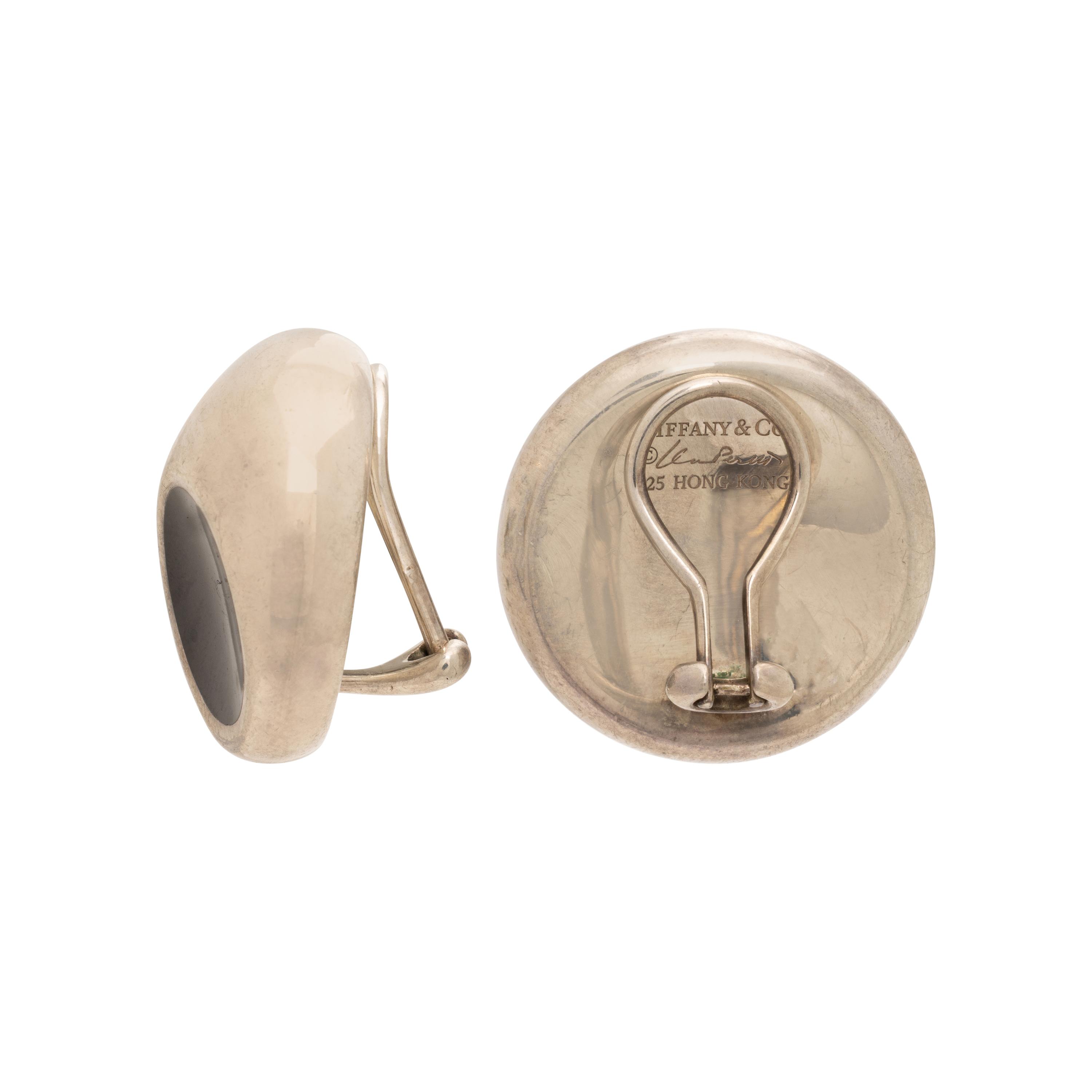 Tiffany & Co., Elsa Peretti, Sterling Silver and Onyx Earrings