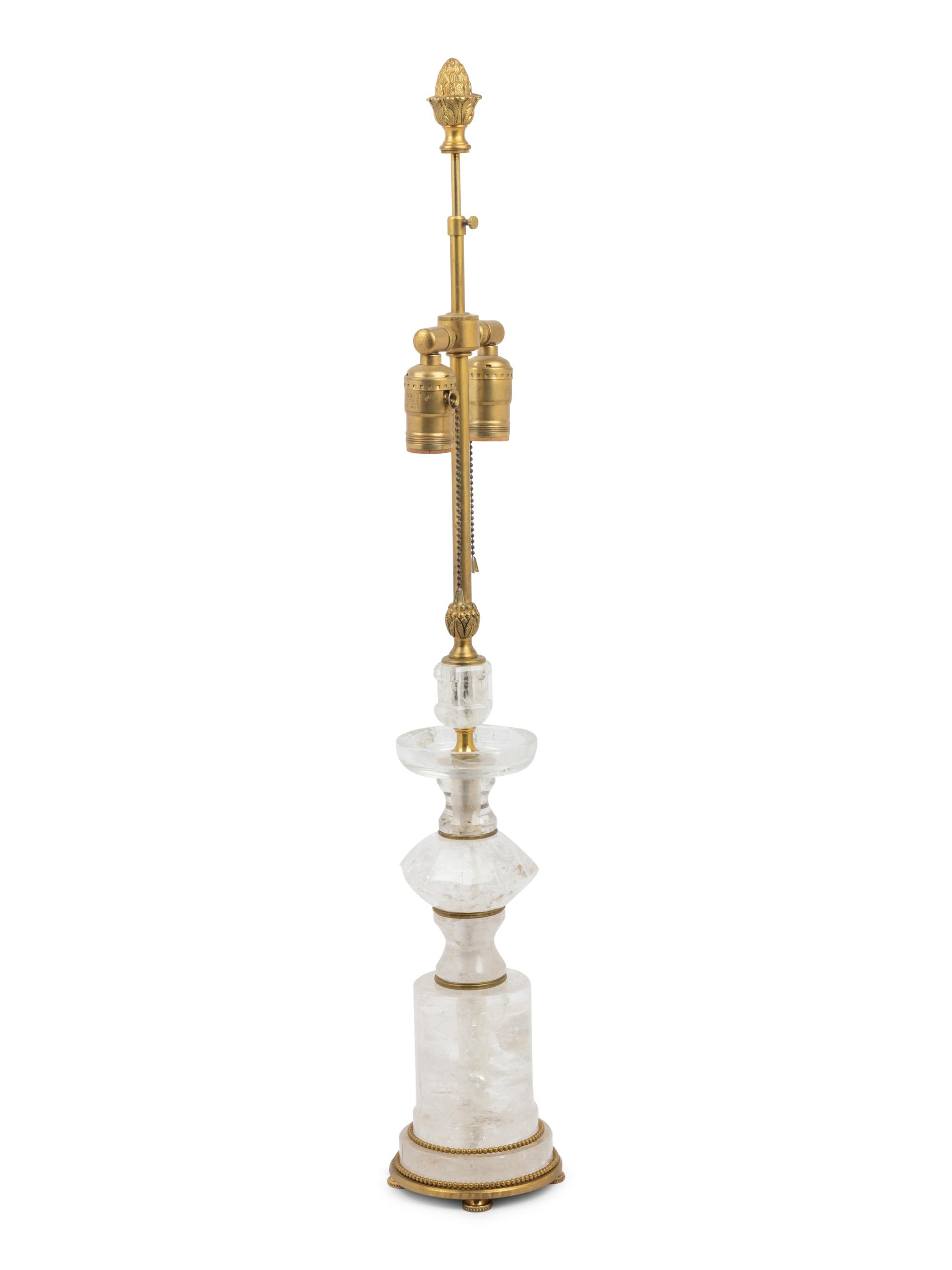 A Gilt Metal Mounted Rock Crystal Table Lamp
