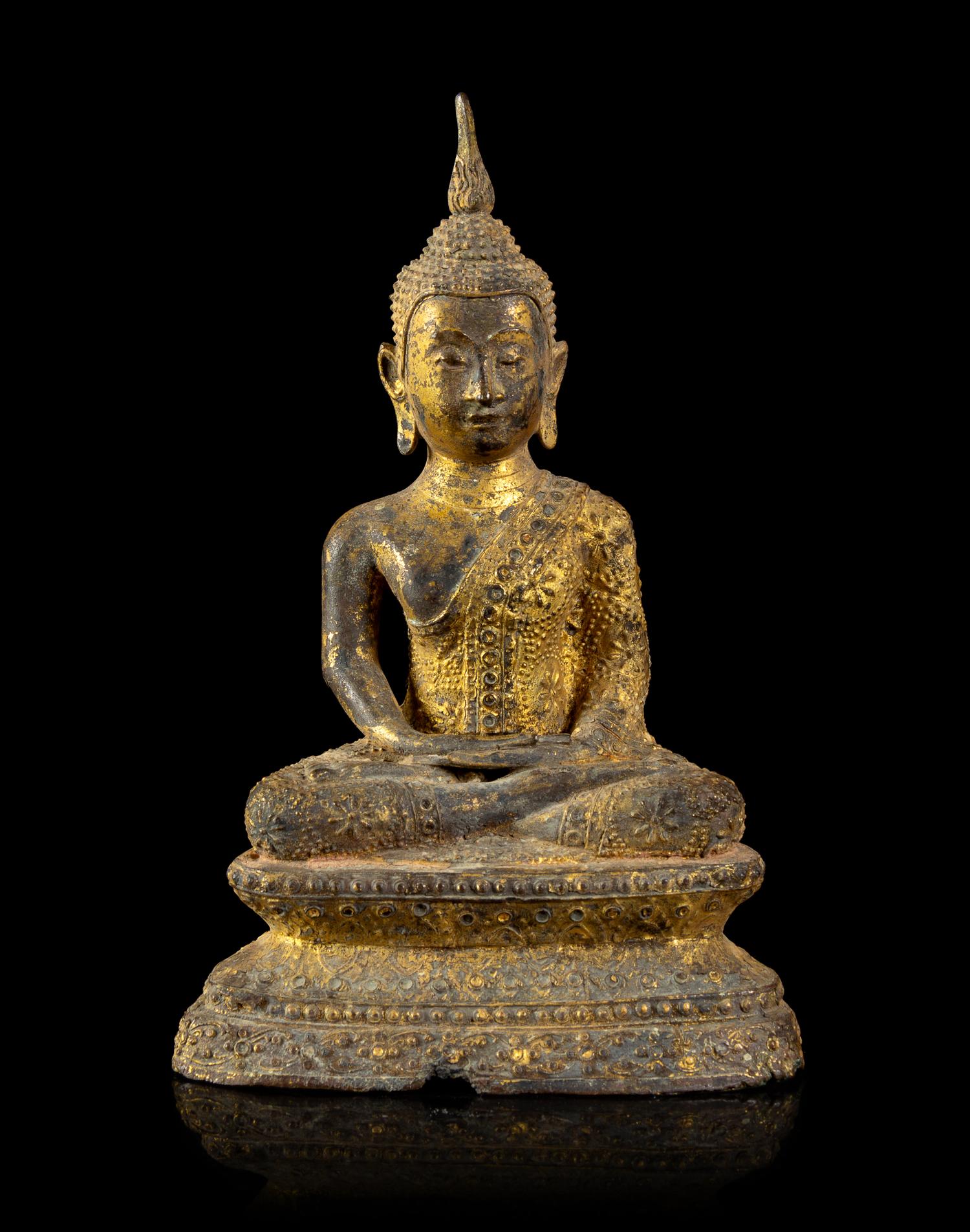 A Thai Gilt Bronze Figure of Buddha