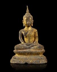 A Thai Gilt Bronze Figure of Buddha