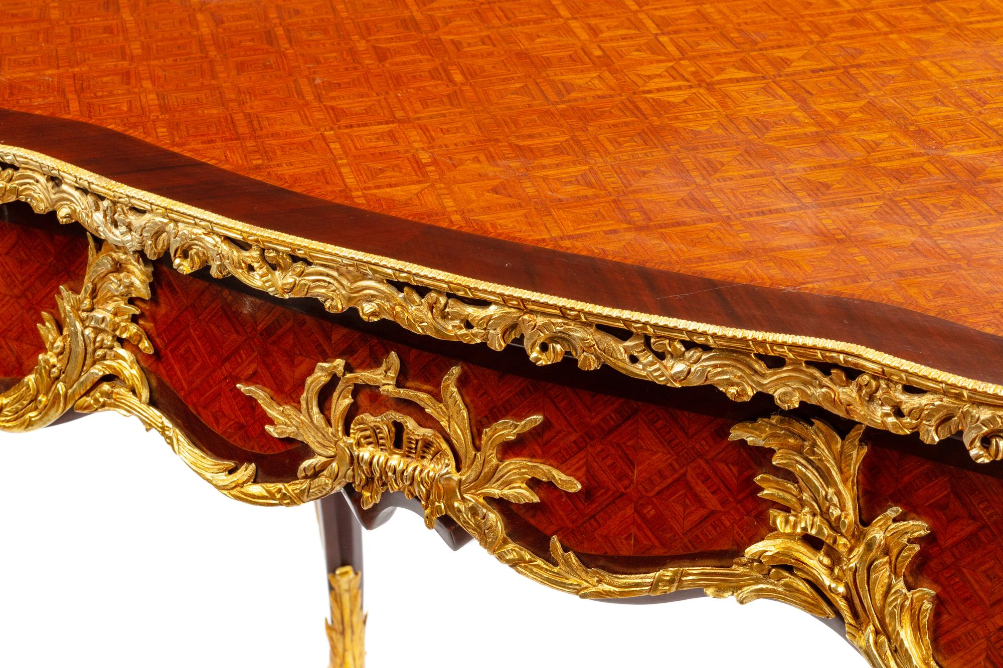 A Louis XV Style Gilt Bronze Mounted Parquetry Lady's Writing Table